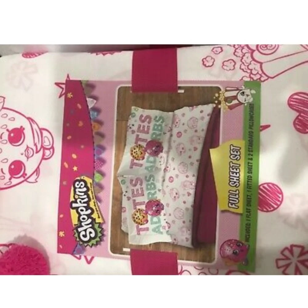 Shopkins TOTES ADORBS Full 5 Pc Sheet Set/ 1Pillow